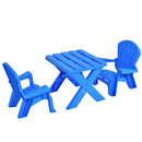 Plastic Children Kids Table & Chair Set 3-Piece Play Furniture In/Outdoor Blue