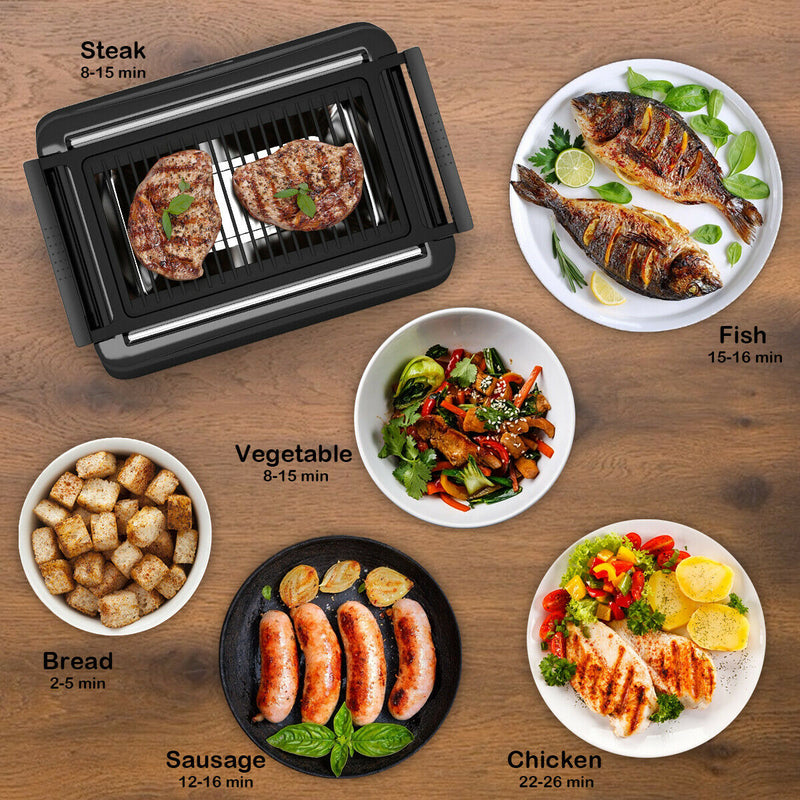 Smokeless Indoor BBQ Grill with Advanced Infrared Technology Zero Smoke Black