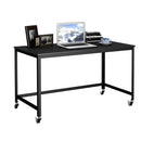 Rolling Computer Desk Wood Top Metal Frame Laptop Table Study Workstation Black