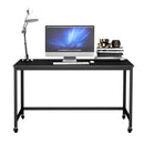 Rolling Computer Desk Wood Top Metal Frame Laptop Table Study Workstation Black