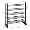 5-Tier Shoe Rack Space-saving Shoe Organizer W/Metal Frame 25 Pairs Shoe Tower