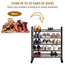 5-Tier Shoe Rack Space-saving Shoe Organizer W/Metal Frame 25 Pairs Shoe Tower