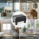 Small Ottoman Footrest PU Leather Footstool Rectangular Seat Stool Black