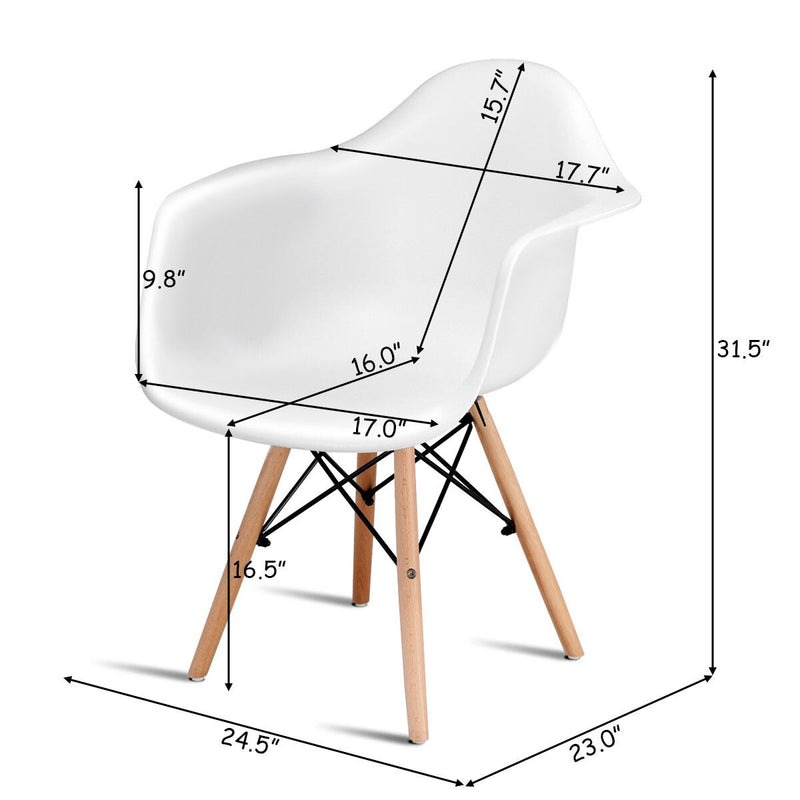 Set of 2 Mid Century Modern Molded Style Dining Arm Chair Wood Legs