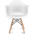 Set of 2 Mid Century Modern Molded Style Dining Arm Chair Wood Legs