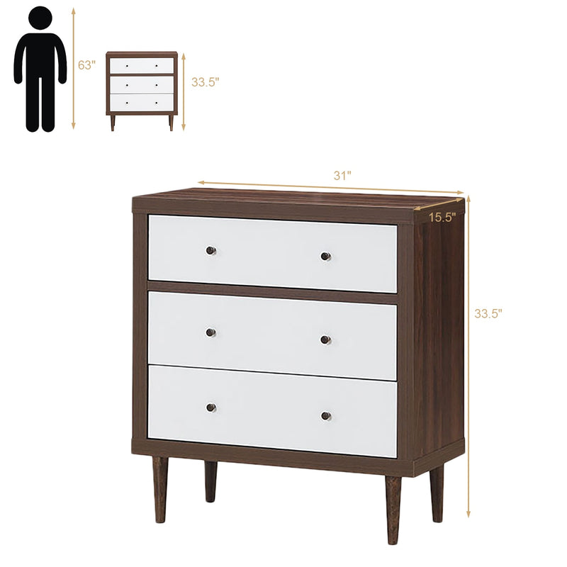 3 Drawer Dresser Wood Chest of Drawers Storage Freestanding Cabinet Organizer