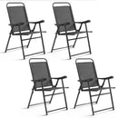 Set Of 4 Folding Sling Chairs Patio Furniture Camping Pool Beach With Armrest