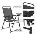 Set Of 4 Folding Sling Chairs Patio Furniture Camping Pool Beach With Armrest
