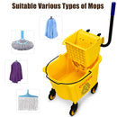 Commercial Mop Bucket Side Press Wringer on Wheels Cleaning 26 Quart Yellow