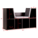 6 Cubby Kid Storage Cabinet Cushioned Bookcase Multi-Purpose Reading Shelf Brown