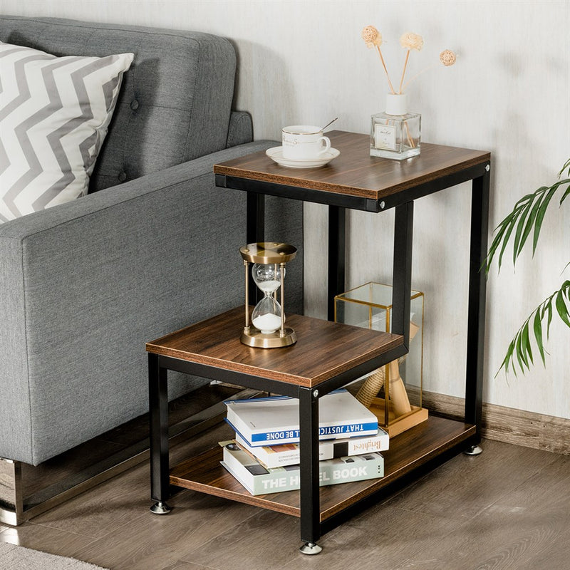 3-Tier End Table  Side Table Night Stand W/ Storage Shelf for Living Room