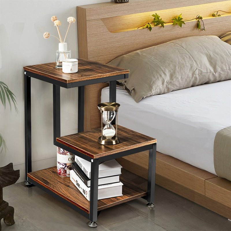 3-Tier End Table  Side Table Night Stand W/ Storage Shelf for Living Room