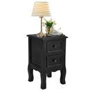 Black Night Stand w/ 2 Storage Drawers, Wood End Accent Table
