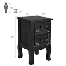Black Night Stand w/ 2 Storage Drawers, Wood End Accent Table