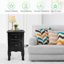 Black Night Stand w/ 2 Storage Drawers, Wood End Accent Table