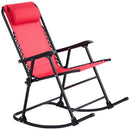 Folding Zero Gravity Rocking Chair Rocker Porch Outdoor Patio Headrest Red