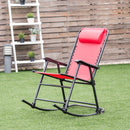 Folding Zero Gravity Rocking Chair Rocker Porch Outdoor Patio Headrest Red