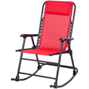 Folding Zero Gravity Rocking Chair Rocker Porch Outdoor Patio Headrest Red