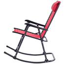 Folding Zero Gravity Rocking Chair Rocker Porch Outdoor Patio Headrest Red