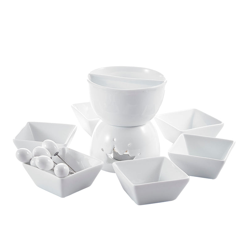 Mini Chocolate Fondue Set Two-layer Porcelain Tealight Cheese Fondue