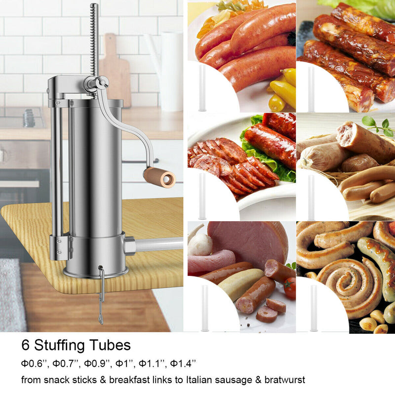 6L 10LB Sausage Stuffer Maker Meat Filler Stainless Steel Commercial Restaurant