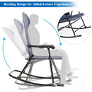 3PCS Folding Bistro Set Rocking Chair Cushioned Table Garden Blue