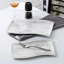 2-pieces Marble Porcelain Dinner Dinnerware Plate Set, Rectangular