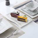 2-pieces Marble Porcelain Dinner Dinnerware Plate Set, Rectangular