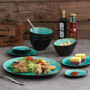 Aqua 11-Piece Pottery Stoneware Vintage Ceramic Dinner Set