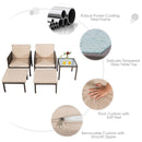 5PCS Rattan Patio Furniture Set Chairs Ottoman Cushioned Garden Lawn Brown