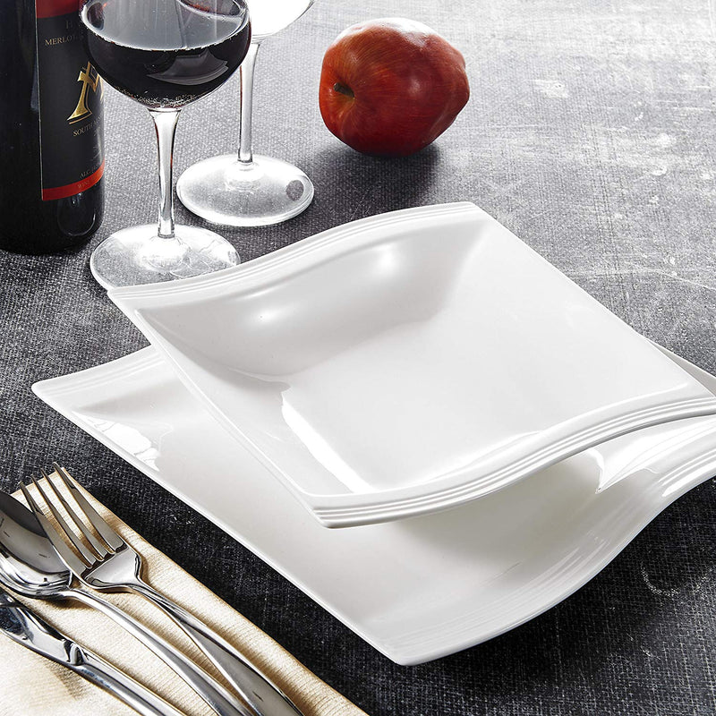 32-Piece Porcelain Dinnerware Set , Rectangular Plate