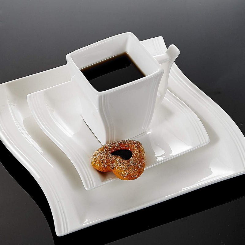 32-Piece Porcelain Dinnerware Set , Rectangular Plate