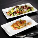 4-Piece Ivory White Porcelain Dinner Plate Set with 11" & 13.25" Rectangular Plate Snack Platters