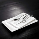 4-Piece Ivory White Porcelain Dinner Plate Set with 11" & 13.25" Rectangular Plate Snack Platters