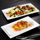 4-Piece Ivory White Porcelain Dinner Plate Set with 11" & 13.25" Rectangular Plate Snack Platters