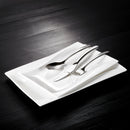 4-Piece Ivory White Porcelain Dinner Plate Set with 11" & 13.25" Rectangular Plate Snack Platters
