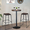 Set of 4 Industrial 30'' Bar Stool Pub Height Metal Frame Elm Wood Seat Backless