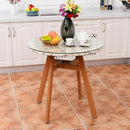 Round Dining Table Steel Frame Tempered Glass Top Home Decor Kitchen Furniture