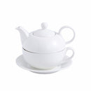 4-Piece Tea for one Set Cream White Porcelain w/ Teapot Cup Saucer