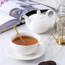 4-Piece Tea for one Set Cream White Porcelain w/ Teapot Cup Saucer