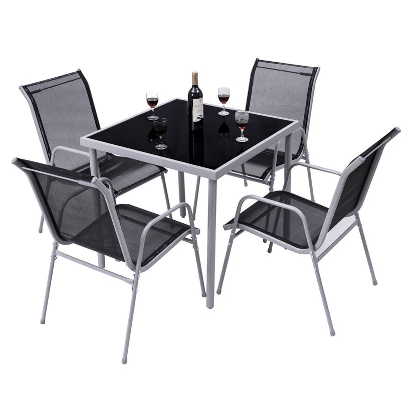 5 PCS Bistro Set Garden Set of Chairs and Table Outdoor Patio Furniture