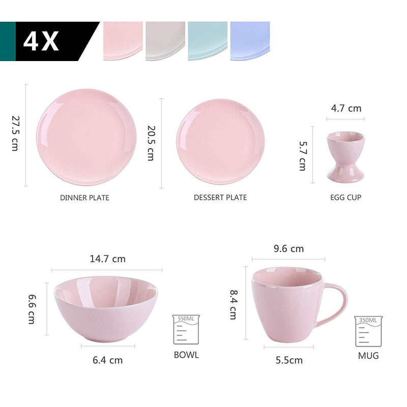 20-Piece Ceramic Porcelain Multi-Colour Glazed Dinnerware Set