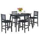 5 Pcs Counter Height Dining Set Kitchen Table & 4 Counter Chairs w/ Wood Legs