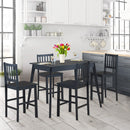 5 Pcs Counter Height Dining Set Kitchen Table & 4 Counter Chairs w/ Wood Legs