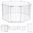 8 Panel Metal Gate Baby Pet Fence Safe Playpen Barrier Wall-mount Multifunction