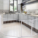 8 Panel Metal Gate Baby Pet Fence Safe Playpen Barrier Wall-mount Multifunction