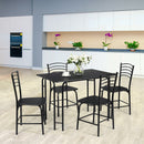 5 Piece Dining Set Home Kitchen Table and 4 Chairs with Metal Legs Modern Black