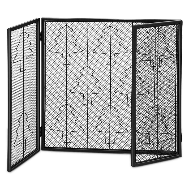Folding 3 Panel Steel Fireplace Screen Doors Heavy Duty Christmas Tree