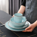 Oceano Blue 4-Piece Vintage Look Stoneware Ceramic Dinner Set