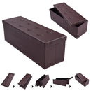 45''x15''x15'' Large Folding Storage Faux Leather Ottoman Pouffe Box Stool Brown